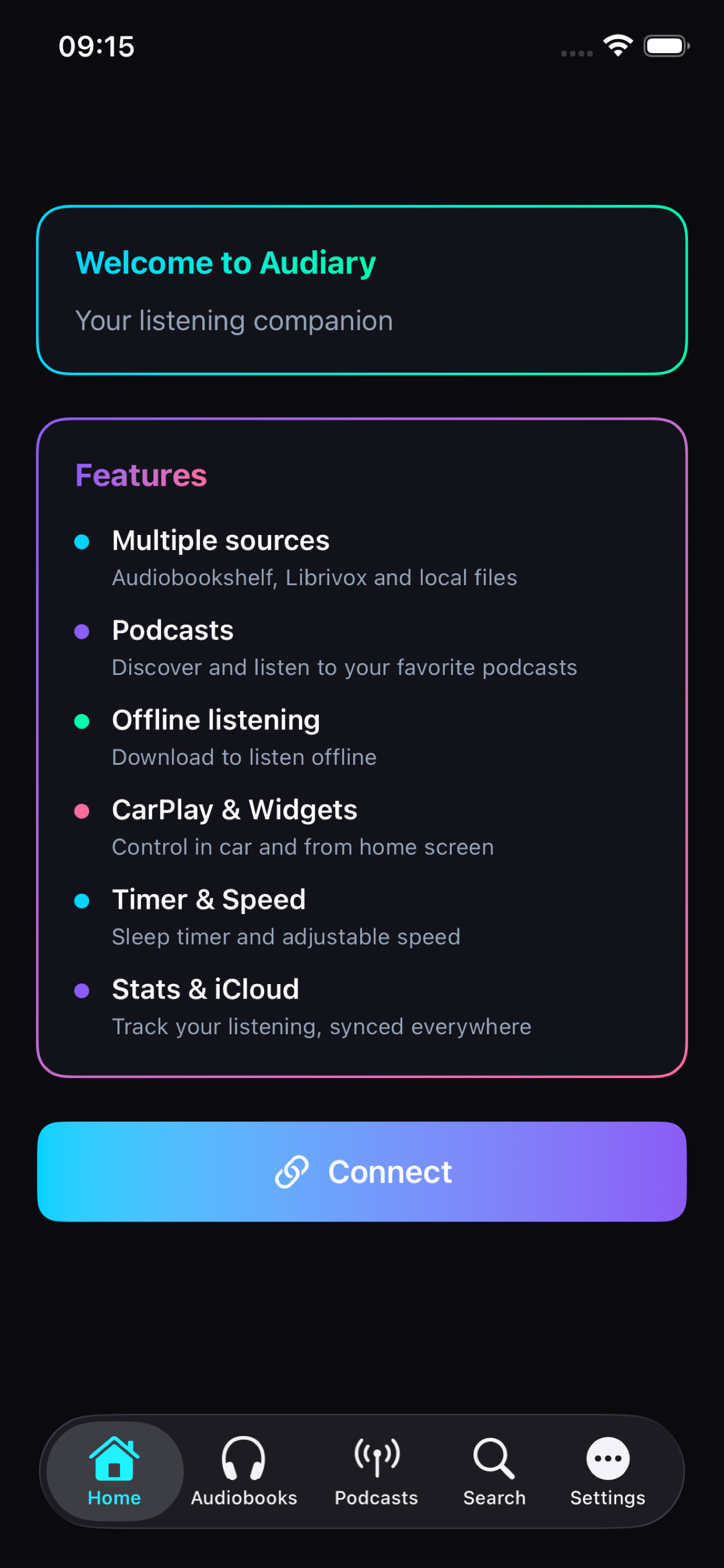 Onboarding - Welcome to Audiary