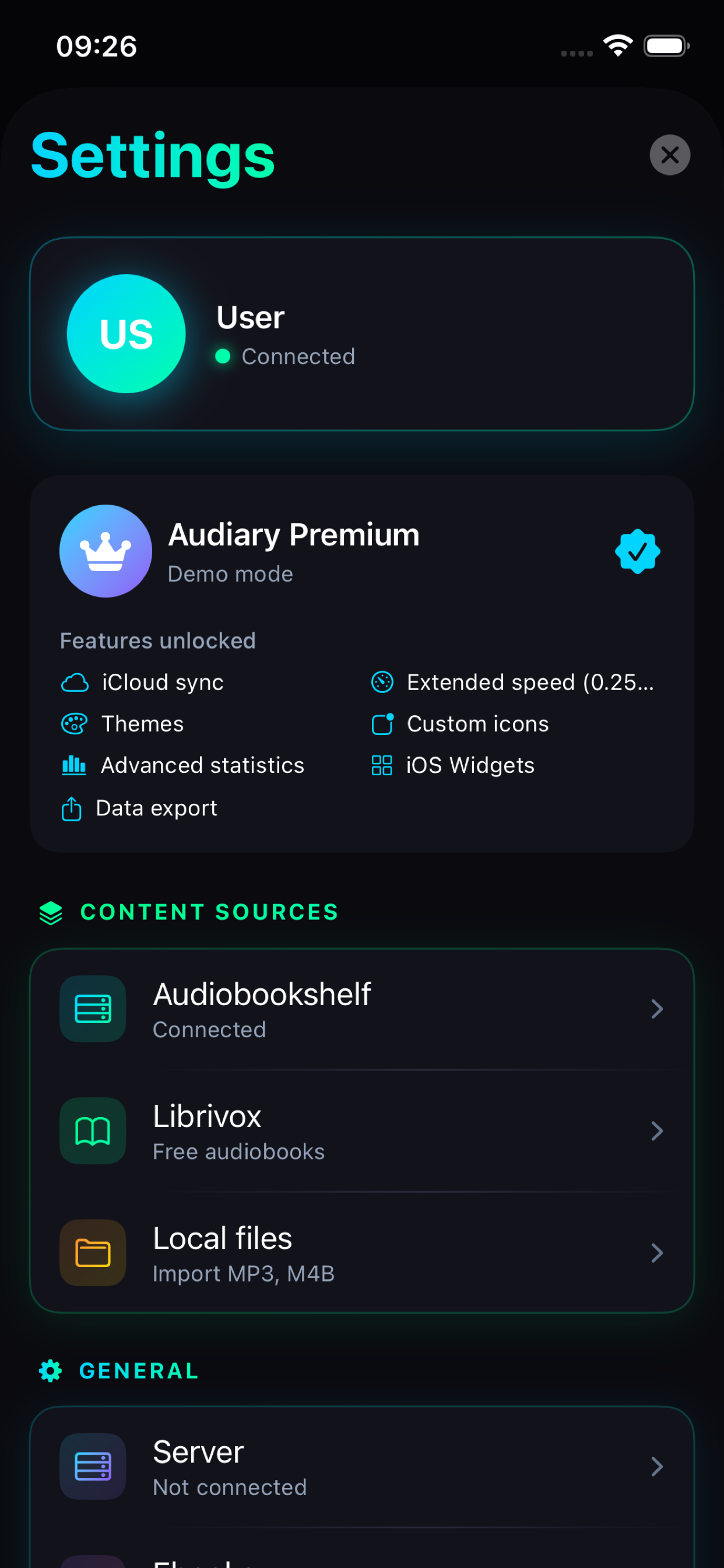 Settings - Premium Features